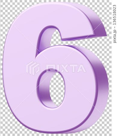 3D素材_数字_6_メタリック_紫 136518023