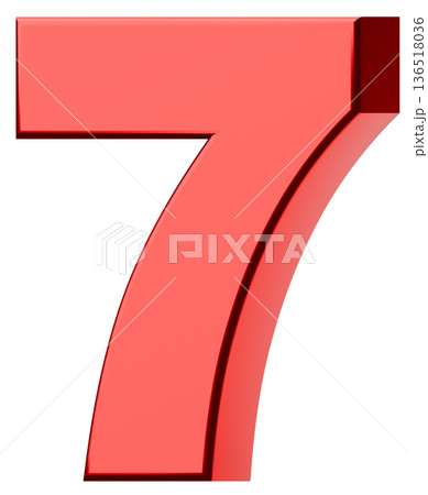 3D素材_数字_7_メタリック_赤 136518036