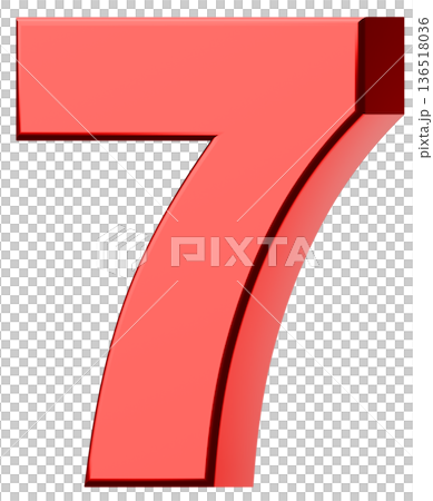 3D素材_数字_7_メタリック_赤 136518036