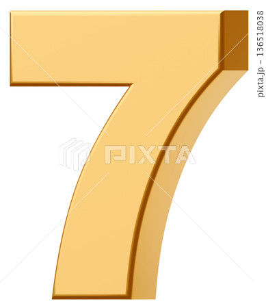 3D素材_数字_7_メタリック_黄色 136518038