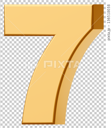 3D素材_数字_7_メタリック_黄色 136518038