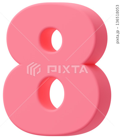 3D素材_数字_8_ピンク 3D素材_数字_8_ピンク 136518053