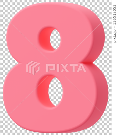 3D素材_数字_8_ピンク 3D素材_数字_8_ピンク 136518053
