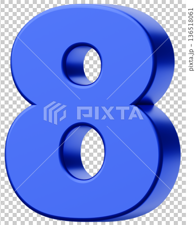 3D素材_数字_8_メタリック_青 3D素材_数字_8_メタリック_青 136518061