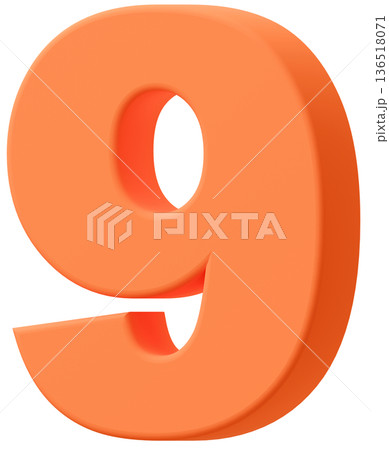 3D素材_数字_9_オレンジ 136518071