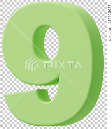 3D material_number_9_yellow-green 136518077