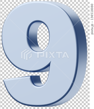 3D material_number_9_metallic_silver 3D material_number_9_metallic_silver 136518080