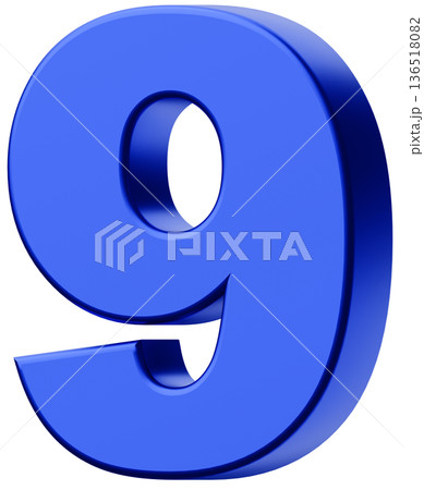 3D素材_数字_9_メタリック_青 3D素材_数字_9_メタリック_青 136518082