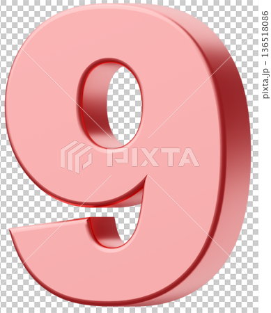 3D material_number_9_metallic_pink 136518086