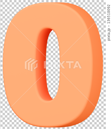 3D素材_数字_0_オレンジ 136518092