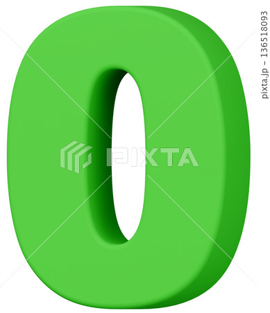 3D素材_数字_0_緑 136518093