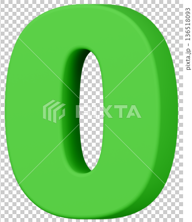 3D素材_数字_0_緑 136518093