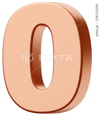 3D素材_数字_0_メタリック_金 136518100