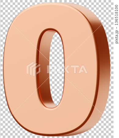 3D素材_数字_0_メタリック_金 136518100