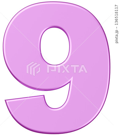 3D素材_数字_9_メタリック_紫 3D素材_数字_9_メタリック_紫 136518117