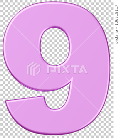 3D素材_数字_9_メタリック_紫 3D素材_数字_9_メタリック_紫 136518117