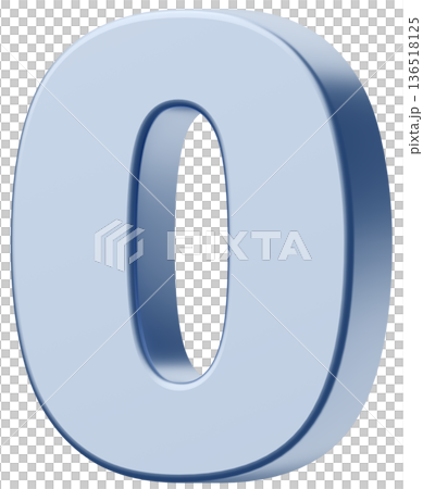 3D素材_数字_0_メタリック_銀 3D素材_数字_0_メタリック_銀 136518125