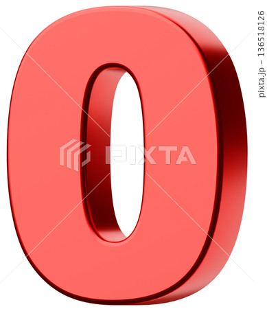 3D素材_数字_0_メタリック_赤 136518126