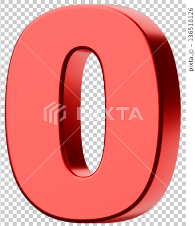 3D素材_数字_0_メタリック_赤 136518126
