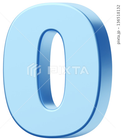 3D素材_数字_0_メタリック_水色 136518132