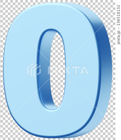 3D素材_数字_0_メタリック_水色 136518132