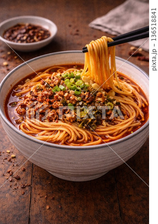 辛味だれの麺のイラスト素材 [136518841] - PIXTA