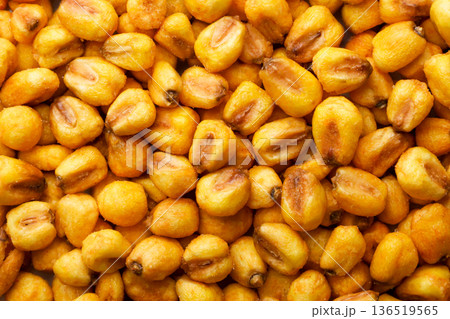Roasted salted corn background. Top view 136519565
