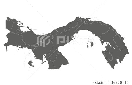 Vector blank map of Panama with provinces, indigenous regions and administrative divisions. Editable and clearly labeled layers. 136520110