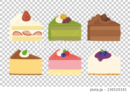 Illustration set of various cakes 136520191