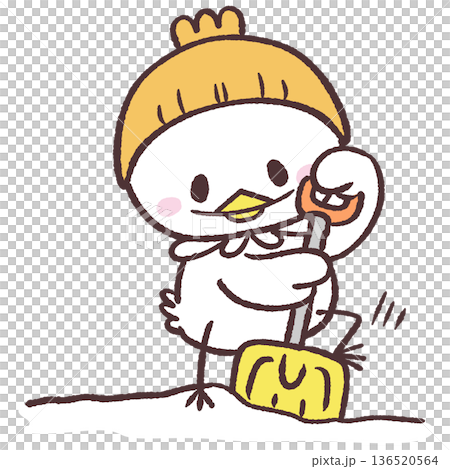 一隻白鳥鏟雪的插圖 136520564