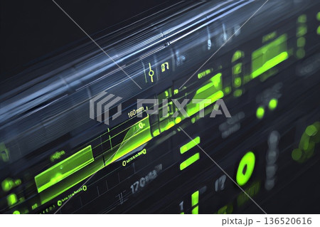 A close-up of a modern digital energy meter with a transparent data overlay and green consumption indicators. A close-up of a modern digital energy meter with a transparent data overlay and green consumption indicators. 136520616