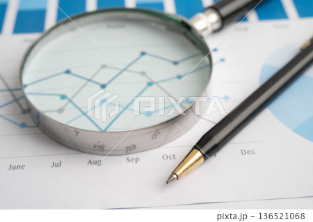 Pen on chart graph paper. Finance, account, statistic, investment data economy, stock exchange business. 136521068