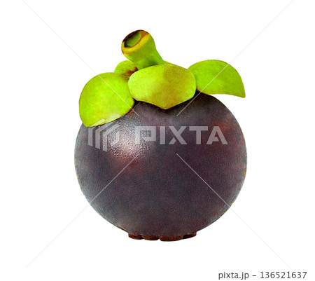 mangosteen whole one cut isolated on white with clipping path  136521637