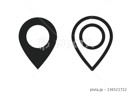 イラスト素材：かわいいマップのピンのアイコン　 pin point. pin location 136521722
