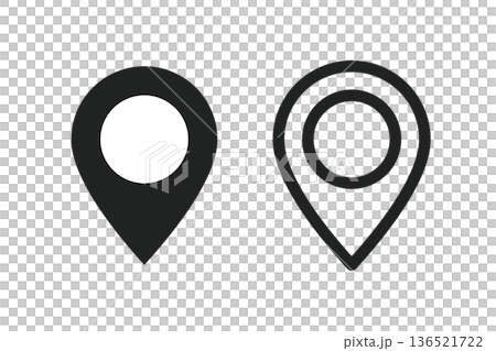 イラスト素材：かわいいマップのピンのアイコン　 pin point. pin location 136521722