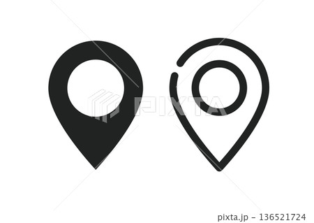イラスト素材：かわいいマップのピンのアイコン　 pin point. pin location 136521724