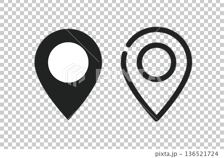 イラスト素材：かわいいマップのピンのアイコン　 pin point. pin location 136521724