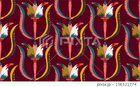 seamless pattern with painted feathers 136521774