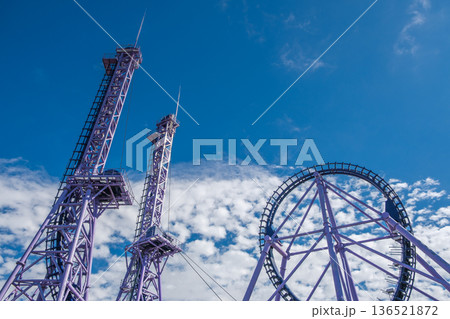 roller coaster on a blue sky background roller coaster on a blue sky background 136521872