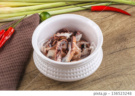 Grilled octopus tentacle sliced appetizer 136523248