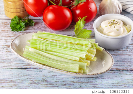 Dietary green celery stick heap Dietary green celery stick heap 136523335