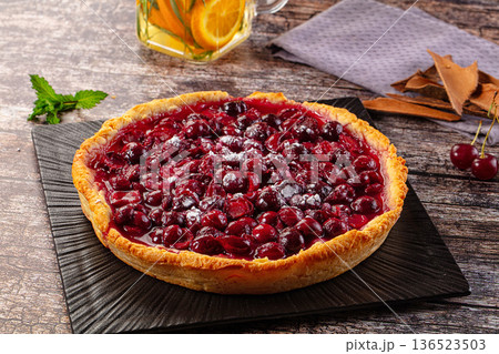 Tasty homemade pie with cherry Tasty homemade pie with cherry 136523503