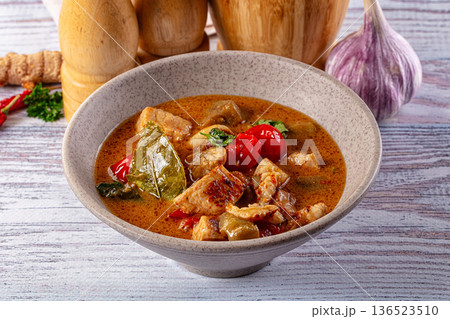 Thai Tom Yum soup with chicken Thai Tom Yum soup with chicken 136523510
