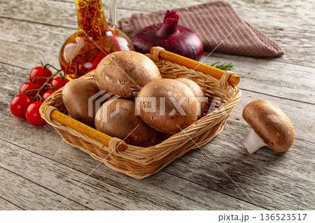 Raw brown champignon for cooking 136523517