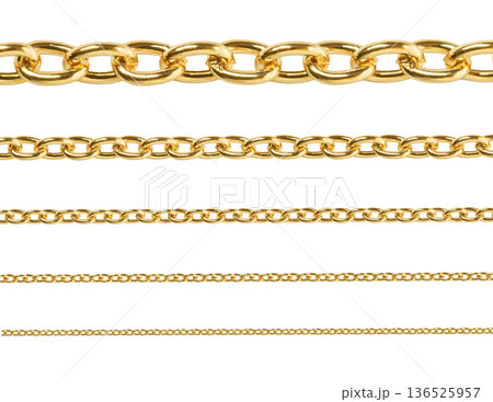 Various gold chains on a transparent background for design elements Various gold chains on a transparent background for design elements 136525957