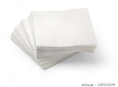 Stacked white paper napkins ready for use 136525970
