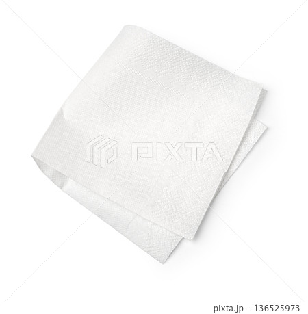 White paper napkin folded for hygiene and cleanliness 136525973