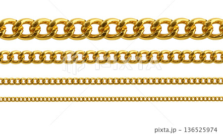Gold chains line border jewelry links transparent background 136525974