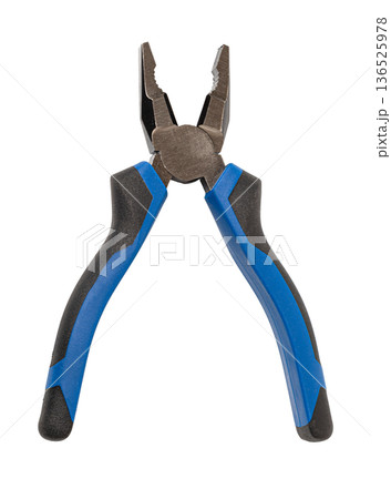 Pliers with blue and black handles for repair work 136525978