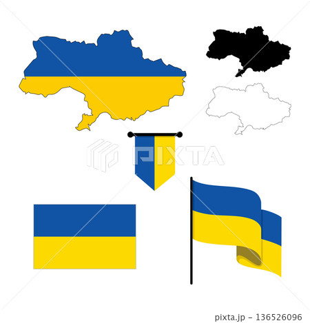 Official Flag of Ukraine in Blue and Yellow Color, Isolated on White, Editable or Scalable Vector Illustration in EPS Format for Graphic Design Elements, Eastern European Country, Republic of Ukraine 136526096